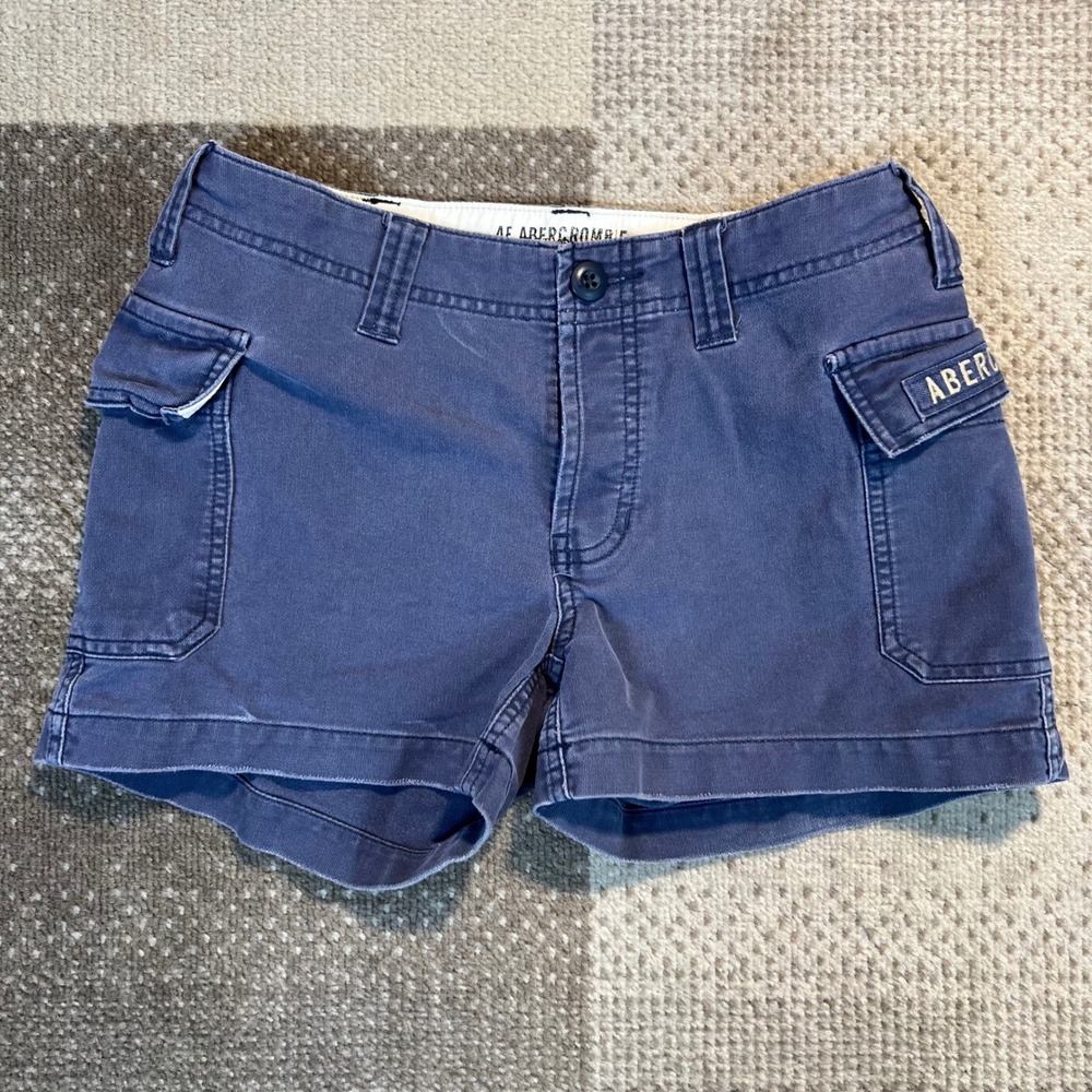 Abercrombie &‎ Fitch Womens Blue Cargo Shorts Size 0 Low Rise Utility Y2K Cotton